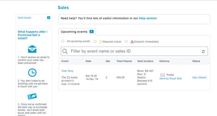 send tickets ticketmaster dispatch buyer asked ve been help cost initially pay ll service but